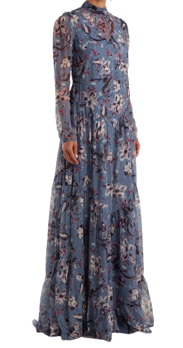 Floral Print Long Sleeved Gown