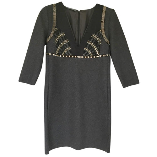 Alberta Ferretti Grey Embellished Silk Dress