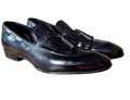 Black Leather Apron Tassel Loafers