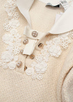 Self Portrait Cream Bow Embellished Knitted Mini Dress