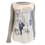 Blugirl Folies Silk New York Scene Swarovski Crystal Long Sleeve Top