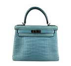 Hermes Bleu St Cyr Matte Croc Kelly 28