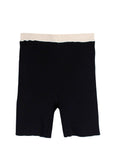 Prada Black Ribbed Cycling Shorts with Beige Trim Detail