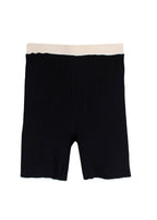 Prada Black Ribbed Cycling Shorts with Beige Trim Detail
