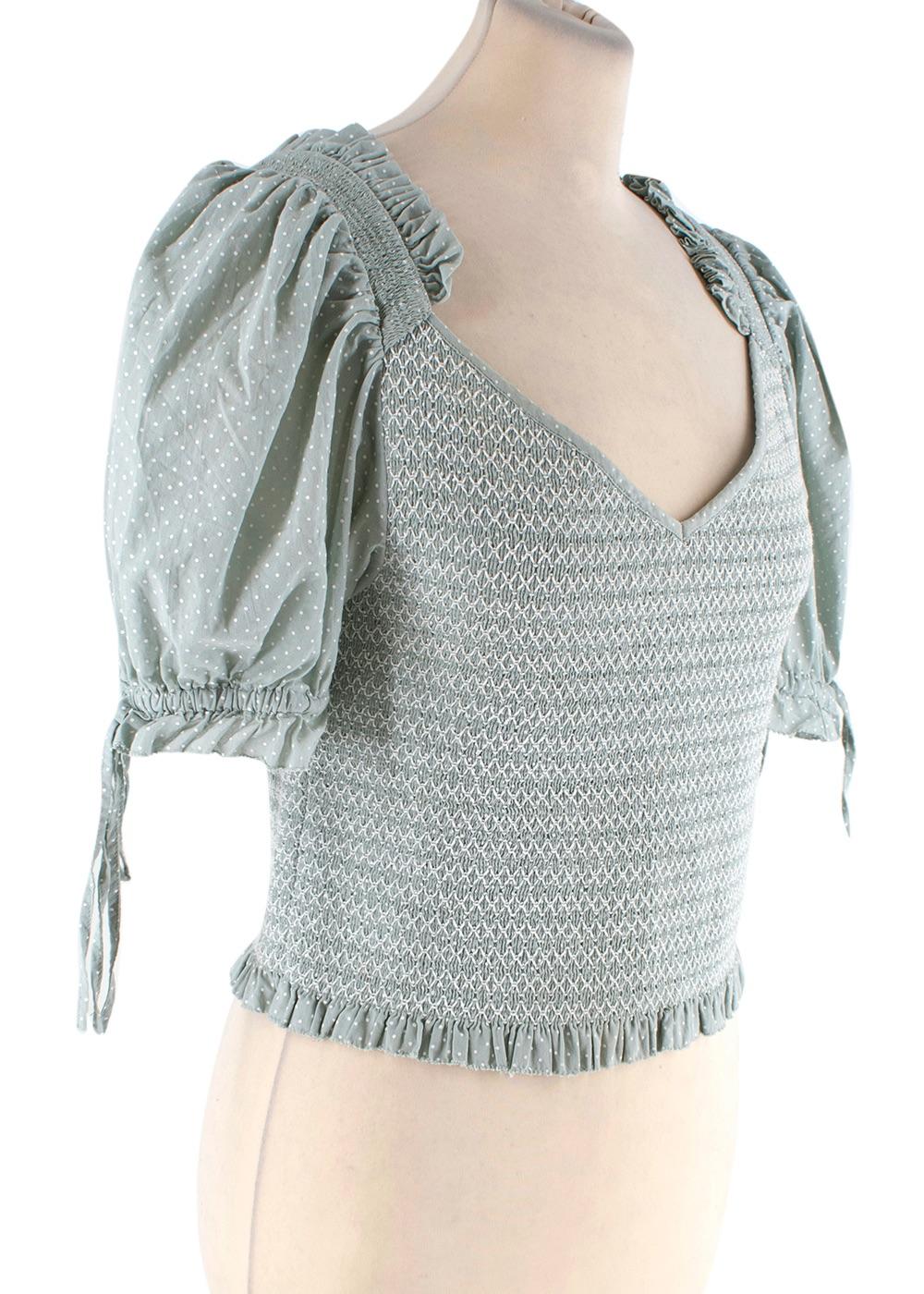 Pale Green Shirred Tilly Smock Top