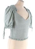 Pale Green Shirred Tilly Smock Top