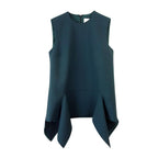 Victoria Victoria Beckham Green Stretch Crepe Flared Sleeveless Top