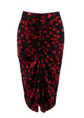 Givenchy Red and Black Floral Ruched Fitted Skirt