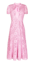 Self Portrait Pink Cord Lace Crossover Dress