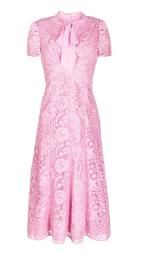 Self Portrait Pink Cord Lace Crossover Dress