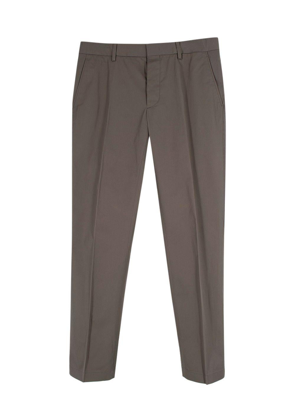 Lanvin Taupe Cotton Tailored Trousers