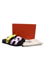 Hermes Chypre Sandals in Violet Petale and Vert Lime