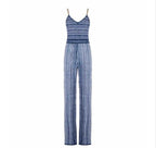 Blue Knit Jumpsuit With Chain Strap Detail