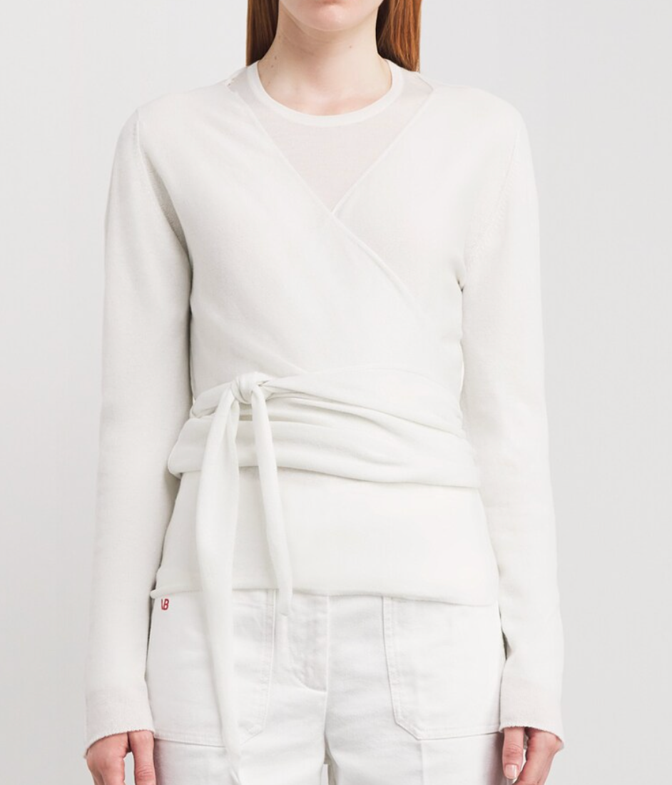 Johnstons Of Elgin White Cashmere Wrap Cardigan