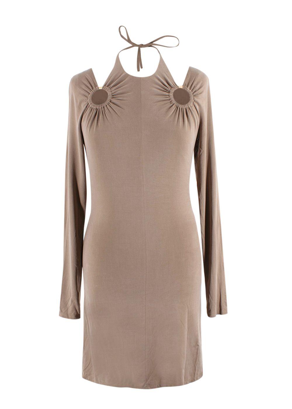 Dion Lee Taupe Cut Out Halterneck Mini Dress