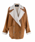 Balmain Oversize Shearling and Suede Coat