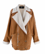 Balmain Oversize Shearling and Suede Coat