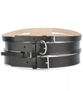 black leather multi-buckle waist belt 70