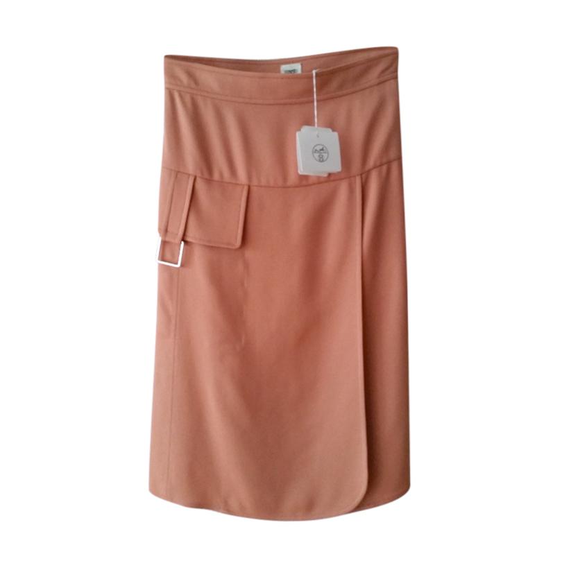 Hermes Rose Bubinga Esprit Silk Crepe Skirt
