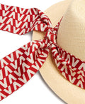 Logo Silk Scarf Wrapped Straw Hat