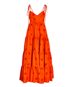 Erdem Floral-Embroidered Tiered Cotton-Poplin Midi Dress