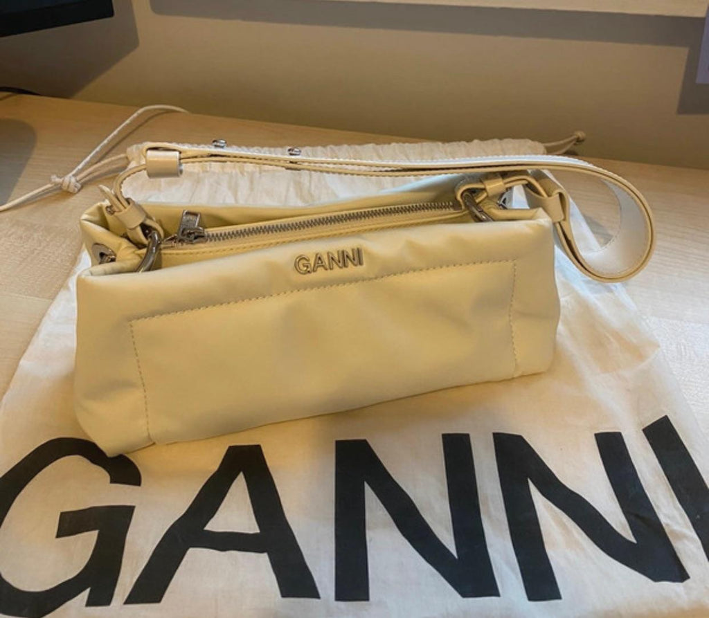Ganni White Pillow Baguette Bag