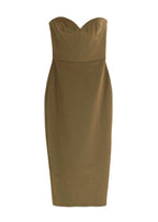Alex Perry Olive Green Strapless Stretch Cup Dress
