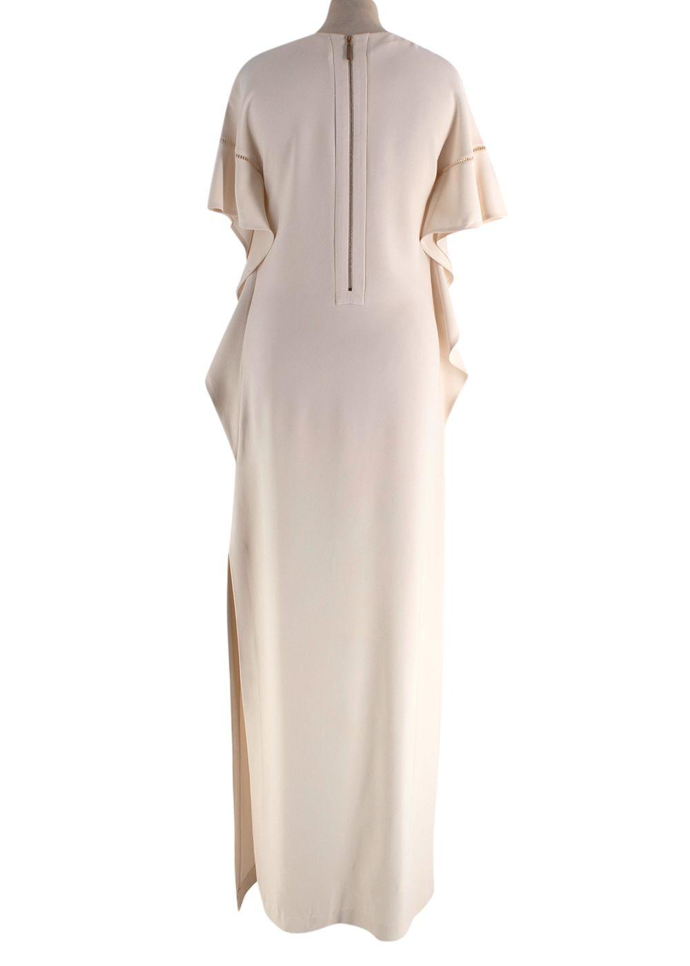 Elie Saab Cream Frill Sleeves Maxi Dress