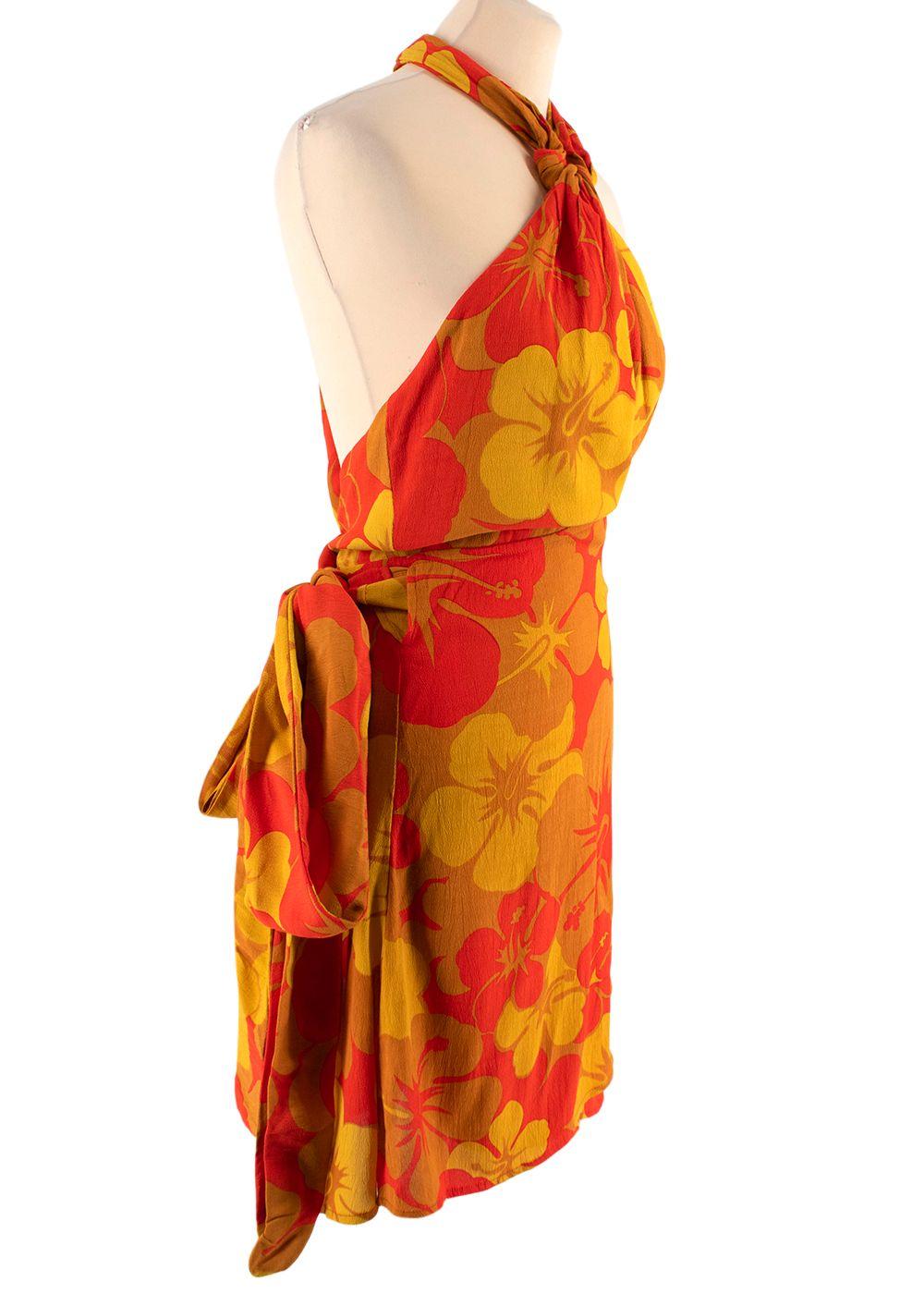 Odette floral-print crepe halterneck mini dress