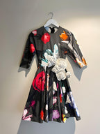 Prada Floral Embellished Midi Dress with Floral Applique