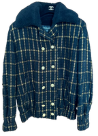 Black And Gold Wool Bomber Jakcet