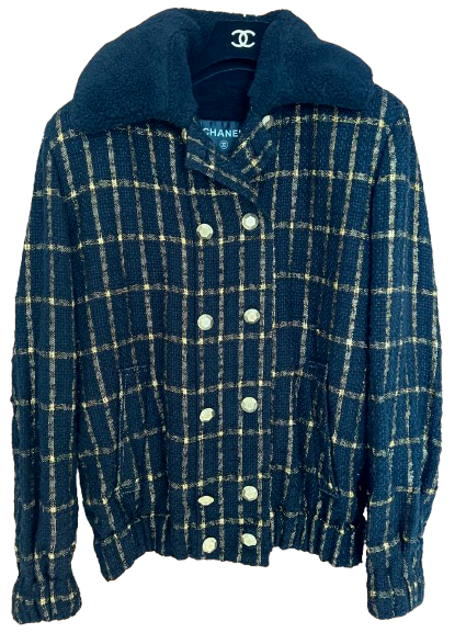 Black And Gold Wool Bomber Jakcet