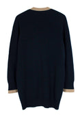 Chanel Contrast Trim Navy Cashmere Longline Cardigan