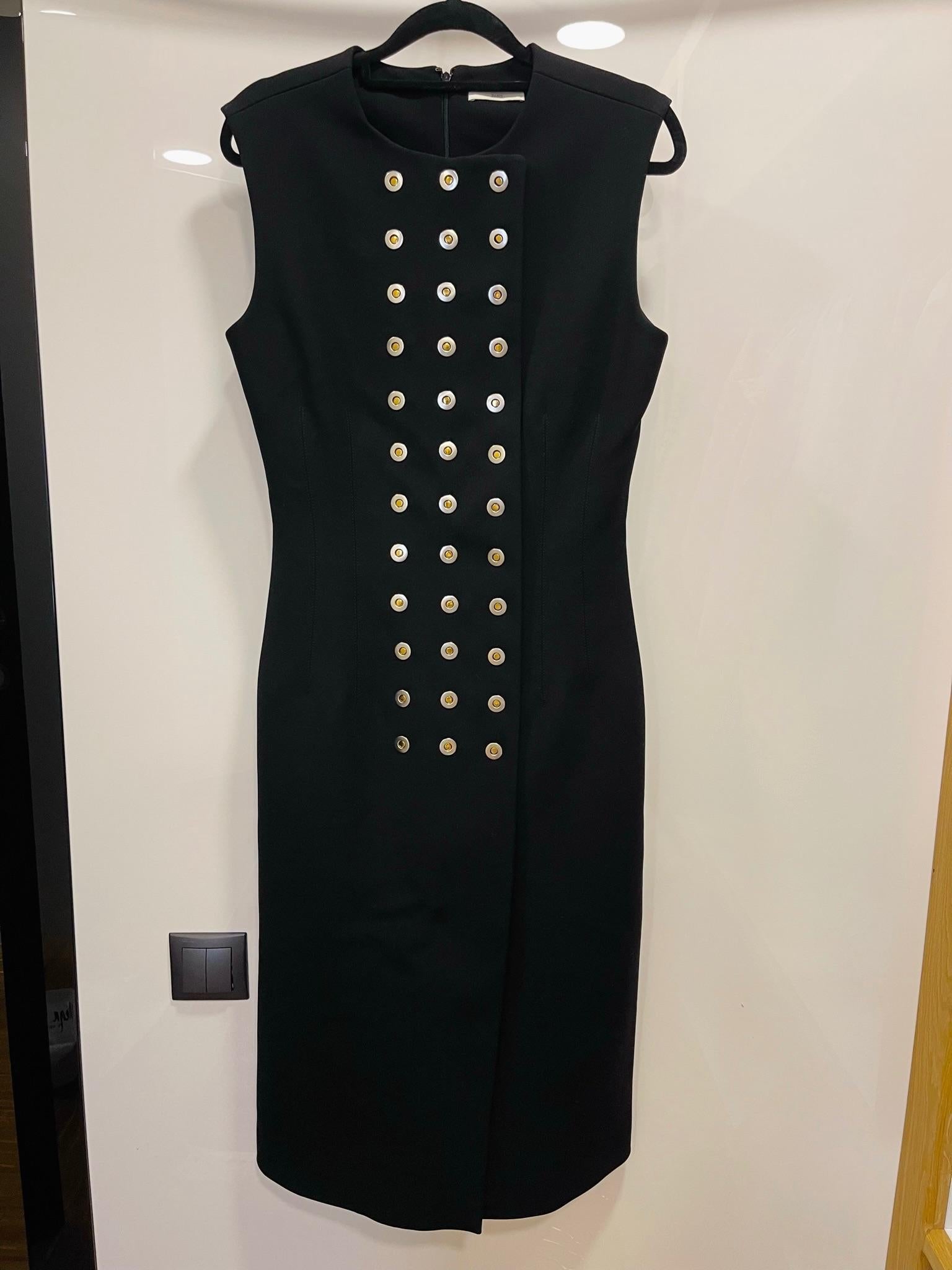 black crepe rivet embellished dress