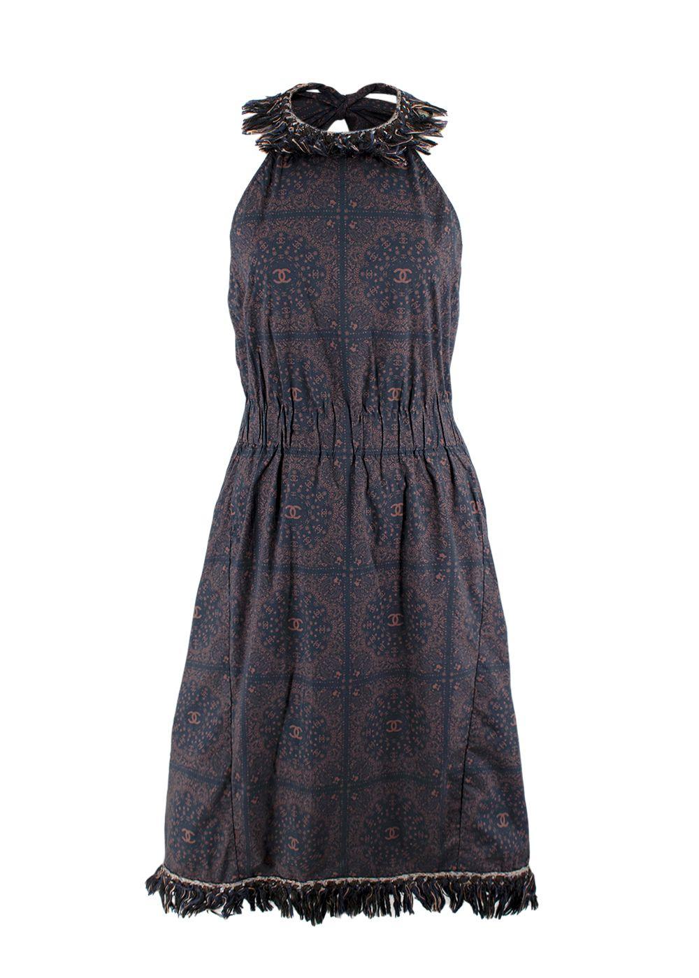 Chanel Fringed CC Paisley Print Halterneck Dress