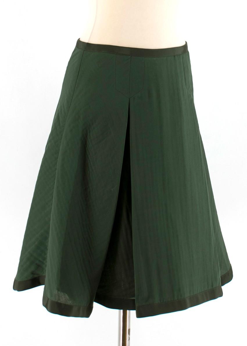 Sacai Luck Green Flared Pleated Skirt