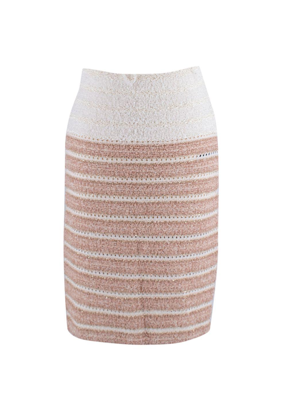 Genoux Metallic Striped Tweed Skirt