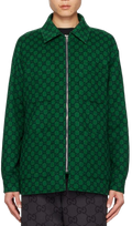 Men's Green Monogrammed Padded Wool-felt Bomber Jacket
