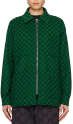 Men's Green Monogrammed Padded Wool-felt Bomber Jacket