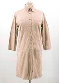 La Mania Beige Perea Long Sleeved Suede Dress