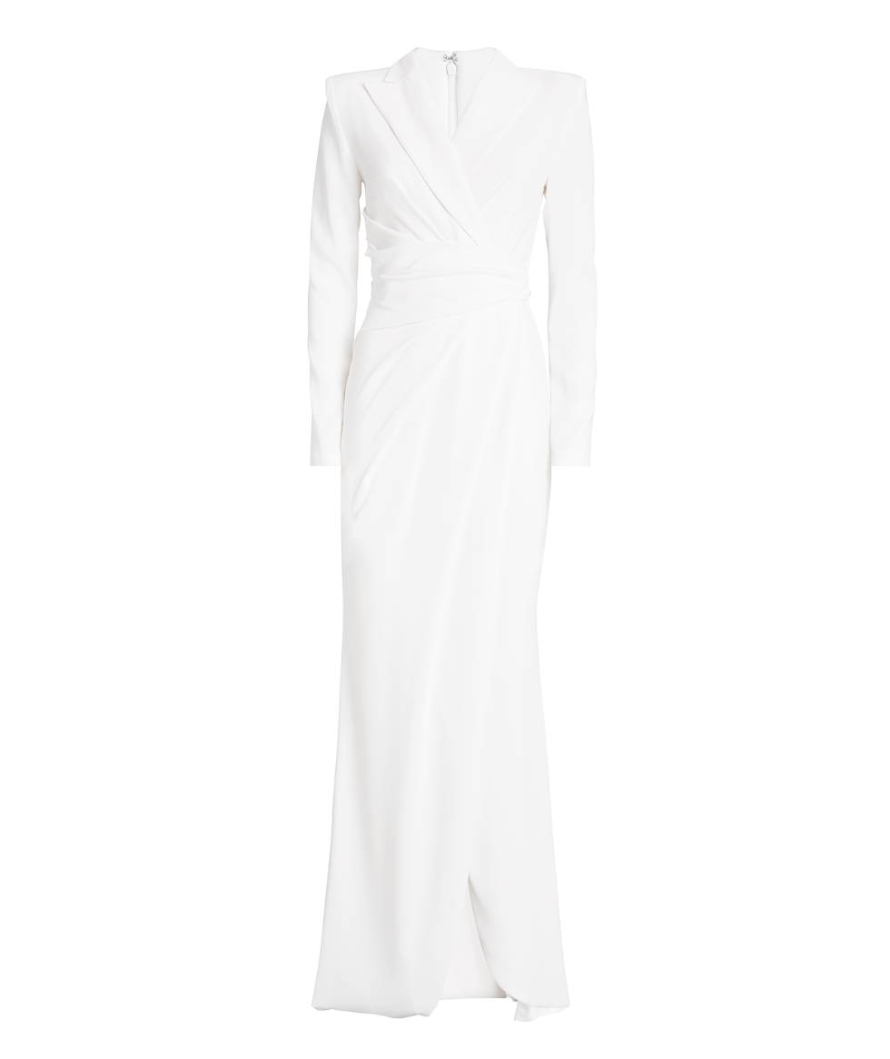 Talbot Runhof Draped Crepe Maxi Dress