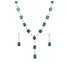 18ct white gold, diamond & emerald jewellery suite