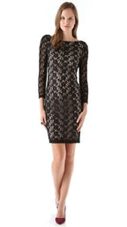 Alice + Olivia black lace detailed open back dress