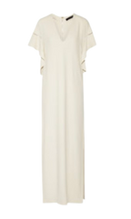 Elie Saab Cream Frill Sleeves Maxi Dress
