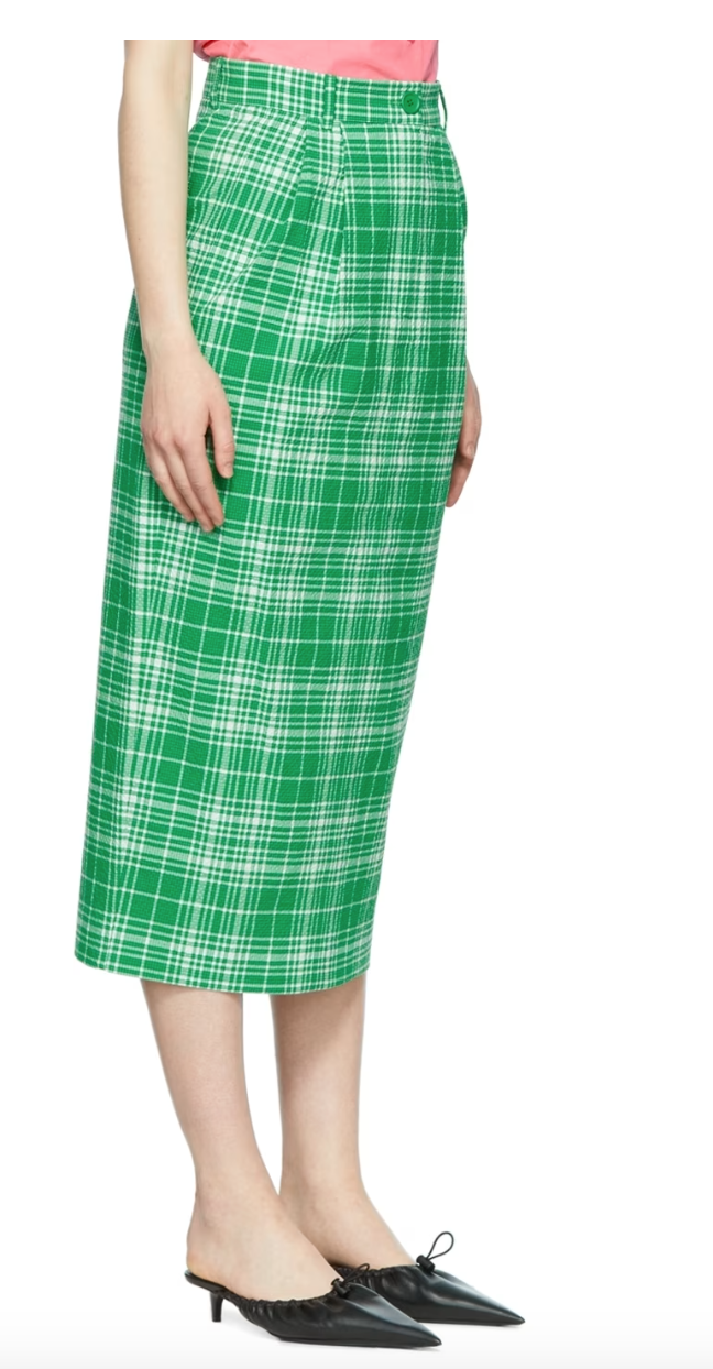 Sportmax Green Check Midi Skirt