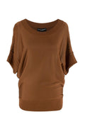 Chocolate Brown Fine-Knit Batwing Sweater