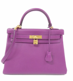 Hermès Purple Kelly 32 With Gold Hardware