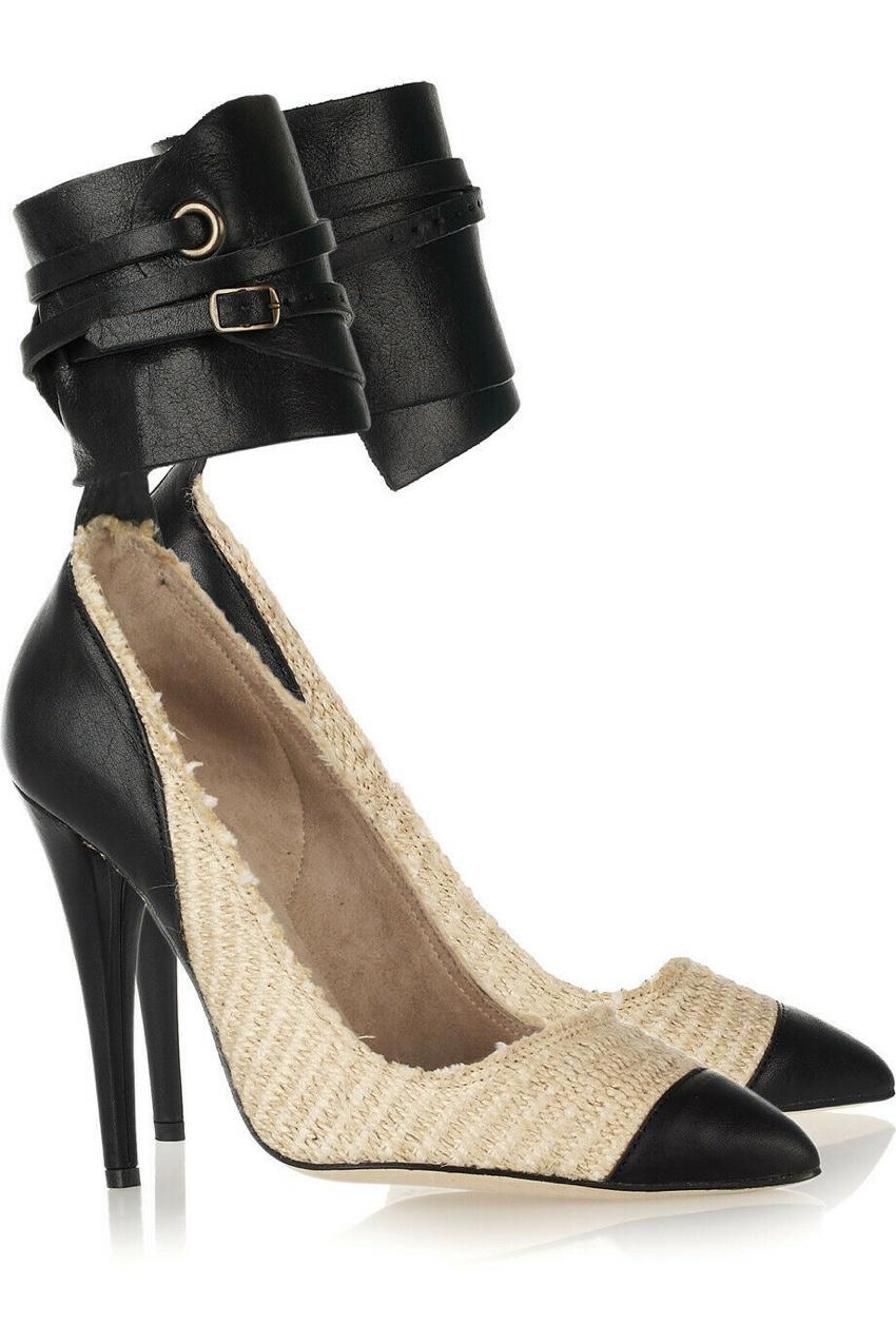 Isabel Marant Gava cotton-raffia and leather pumps