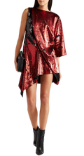 Marques Almeida Black & Red Sequin Asymmetric Mini Dress