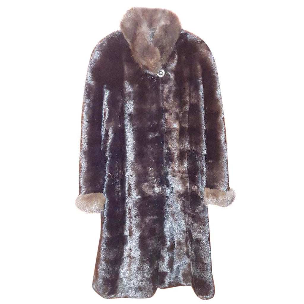 Bespoke sheared Mink coat with sable collar and cuffs